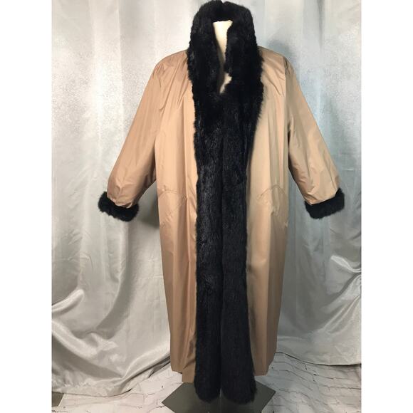 Vintage Black Fur Reversible Full Length Coat Sz M-L - Picture 2 of 8